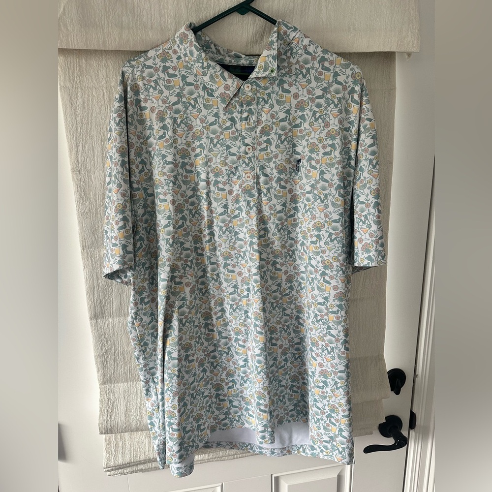 William Murray Golf Blue and Green Casual Button Down Shirt